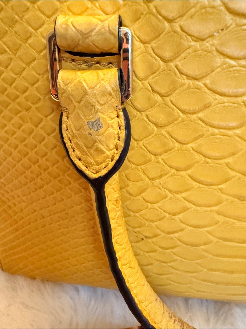 Michael Kors Preloved Croc-Embossed Leather Satchel w/Brand New Floral Strap - Picture 10 of 17